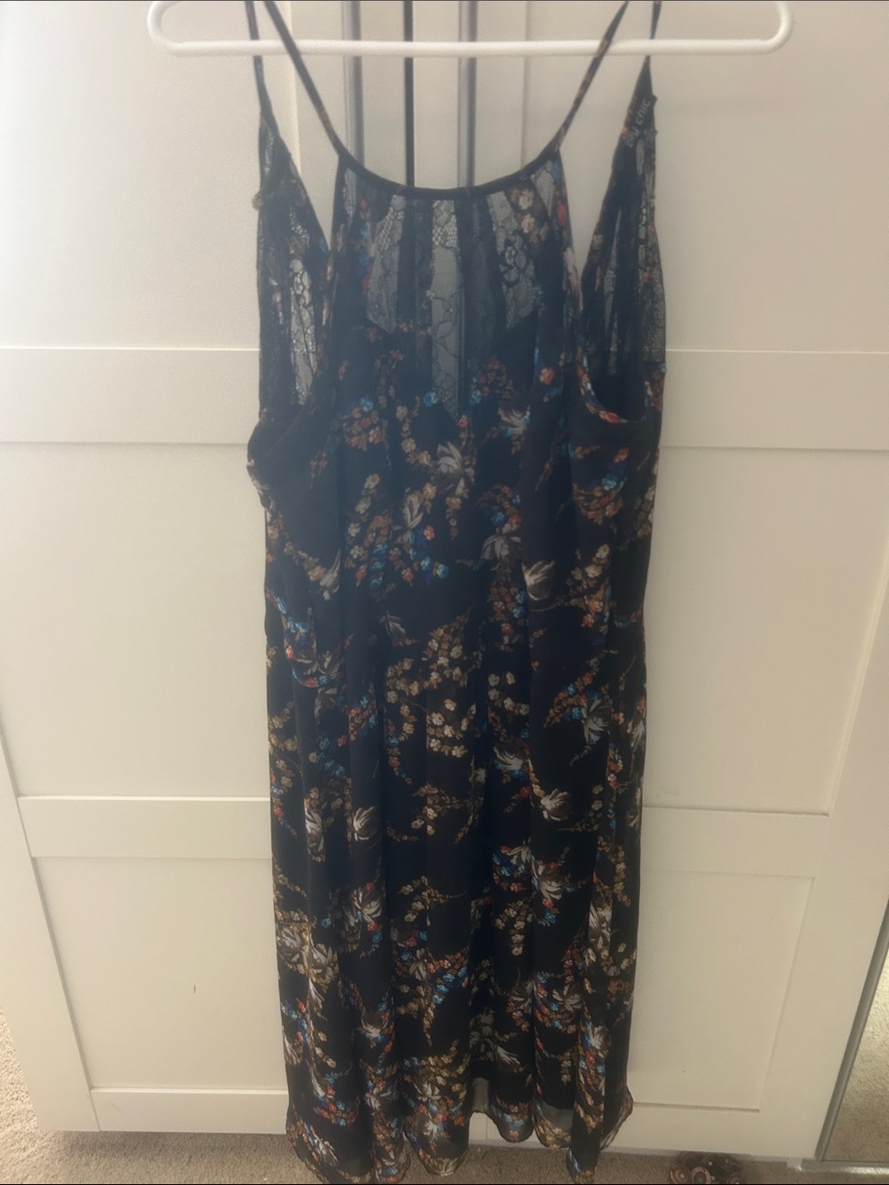 City Chic Black Floral Lace-Trim Slip Dress